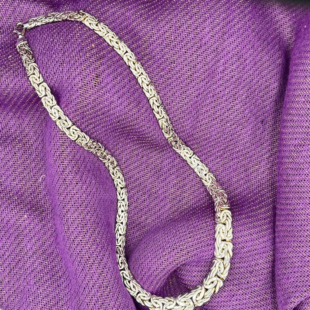 Sterling Silver Graduated Byzantine Necklace 20”